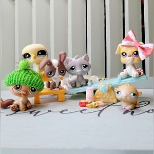 Littlest Pet Shop Fall Fun Playground Playdate  Set 6 Cats Bunny Dog Pigeon